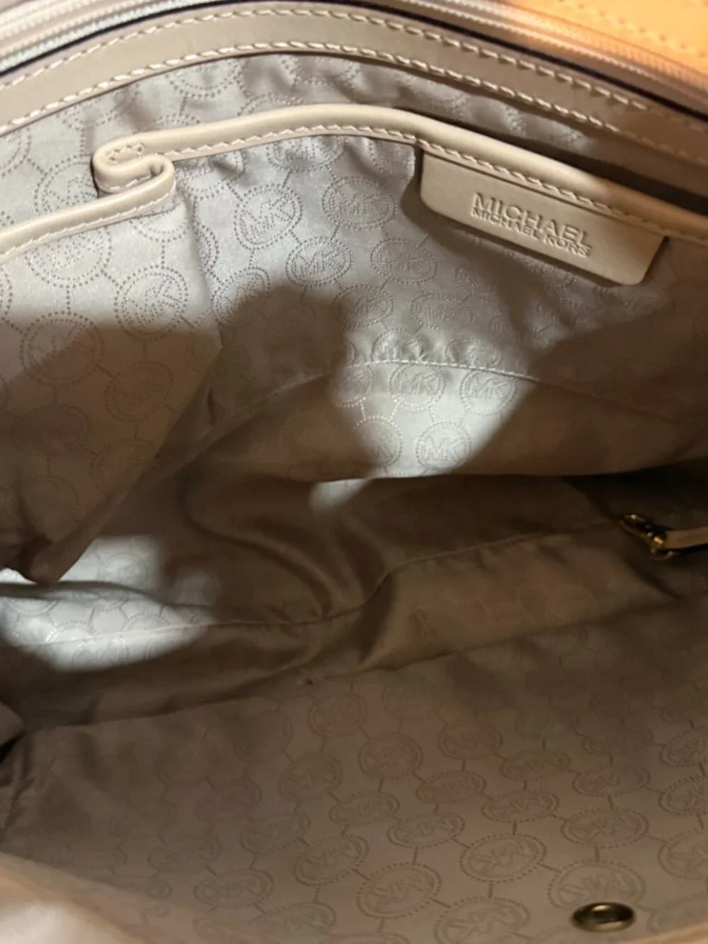 Michael Kors Large Vanilla Signature Logo Laptop Satchel Crossbody Bag